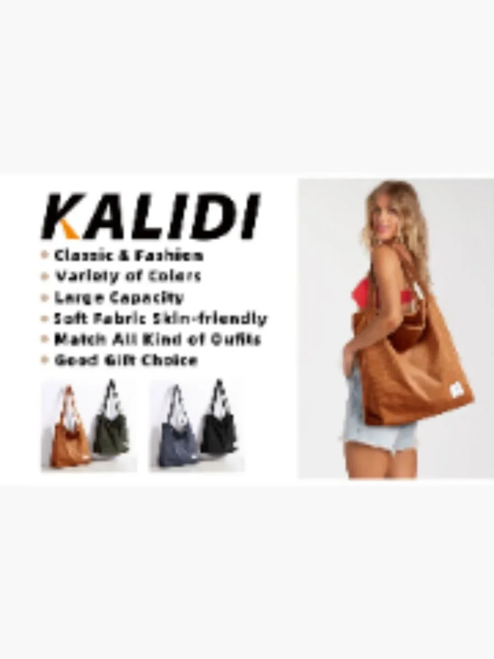 Corduroy Tote Bag Zipper Casual Handbag Big Capacity Shoulder Bag with Pockets